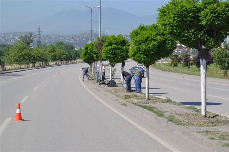 Karabük Belediyesinden Çevre Yolunda Refüj Temizliği