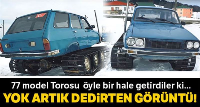 Trabzon´da 2 oto ustası 77 model Torosu paletli kar aracına dönüştürdü