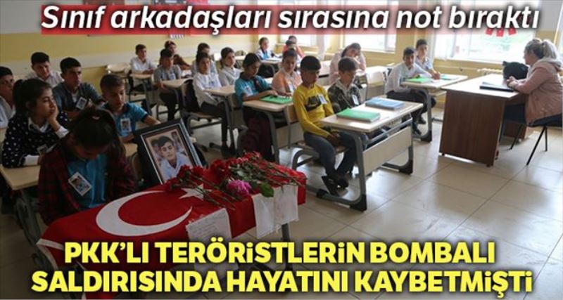 Teröristlerin bombalı saldırısında ölen Bilen´in arkadaşları, sırasına not bıraktı