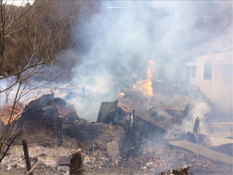 Karabük´te çıkan yangında yan yana olan 2 ev kül oldu
